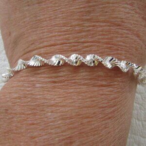 Italian 925 Sterling Silver Twisted Magic Chain Bracelet - 4mm - NEW